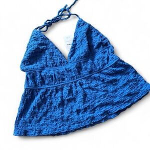 *****BLUE  HALTER TOP *****